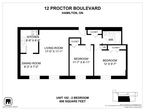 Floor plan for 2 beds, 1 bath, 900 sqft